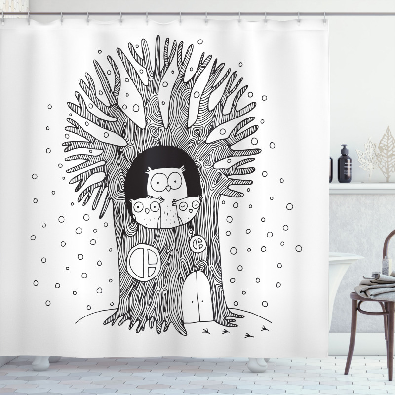 Owl Family Home Shower Curtain