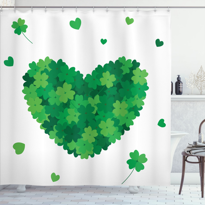 Shamrock Heart Nature Love Shower Curtain