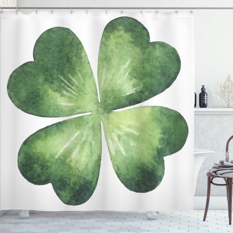 Watercolor Shamrock Leaf Art Shower Curtain