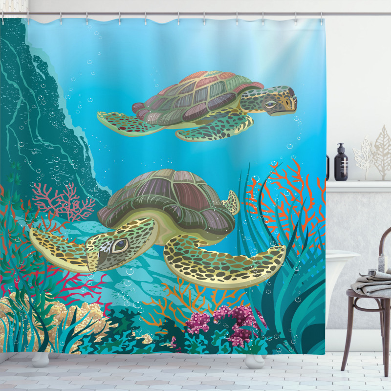 Sealife Turtles Aquatic Shower Curtain