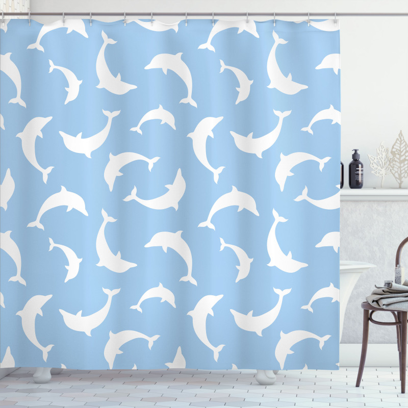 Pattern with Dolphins Shower Curtain