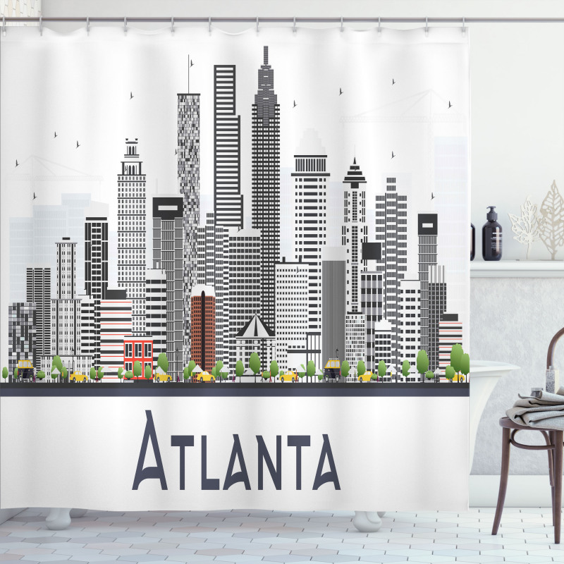 Seyahat Duş Perdesi Modern Atlanta Panoramik Şehir Manzarası