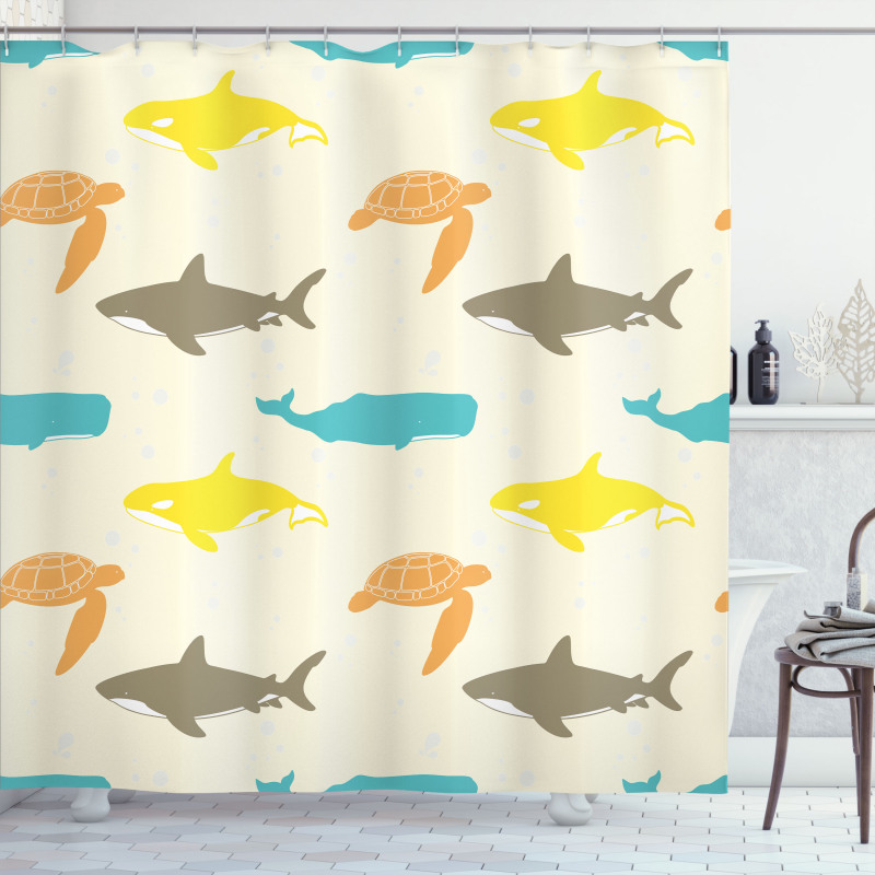 Whale Shark and Turtle Shower Curtain