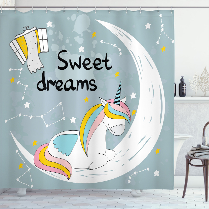 Unicorn on Crescent Shower Curtain