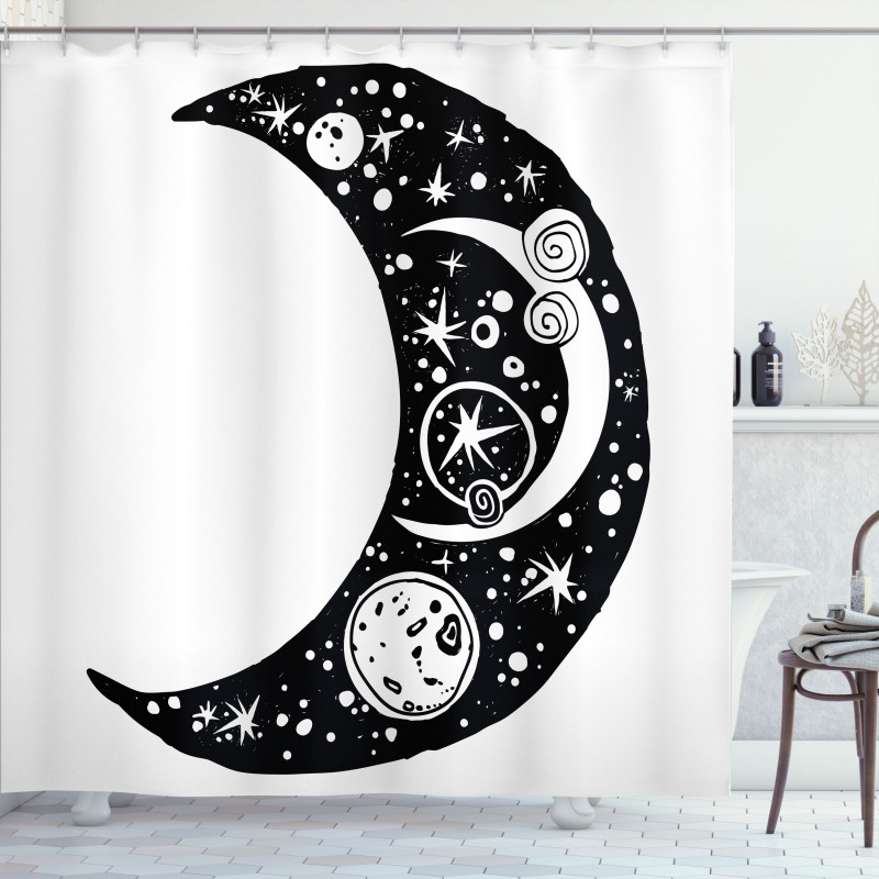 Crescent Doodle Shower Curtain