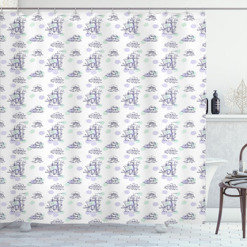 Vessels Watercolor Sketch Shower Curtain