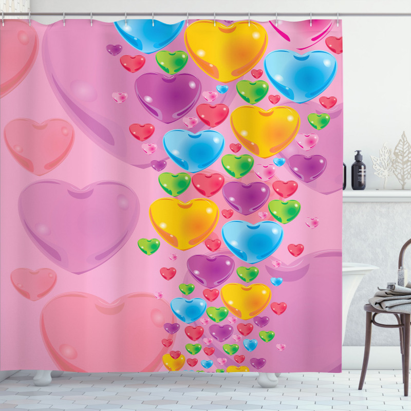Love Romantic Hearts Shower Curtain
