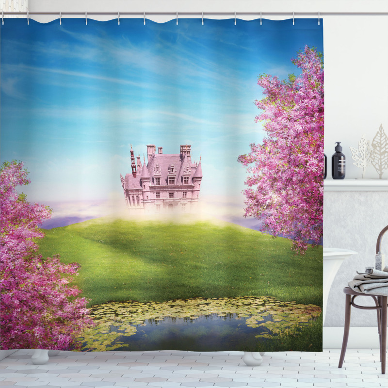 Fairy Castle Cheery Blooms Shower Curtain
