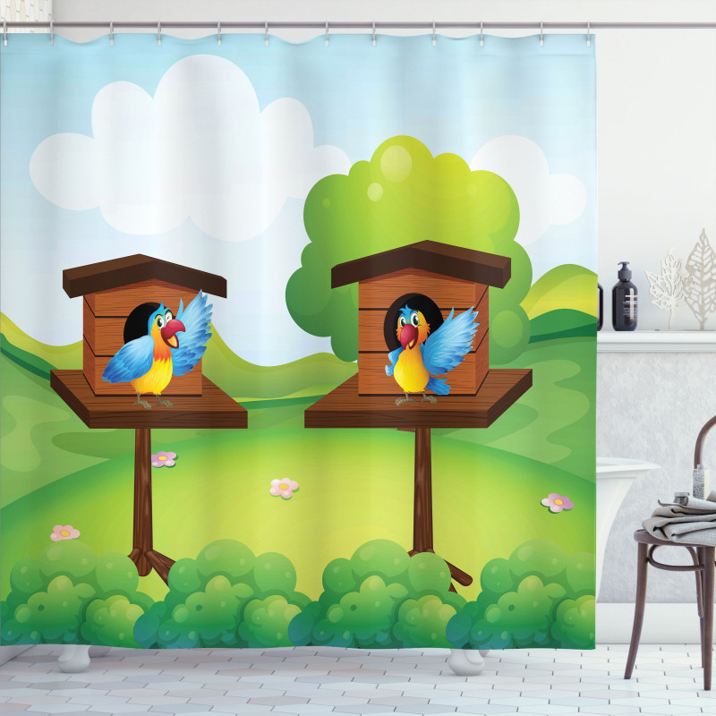 Winged Animals Nest Shower Curtain