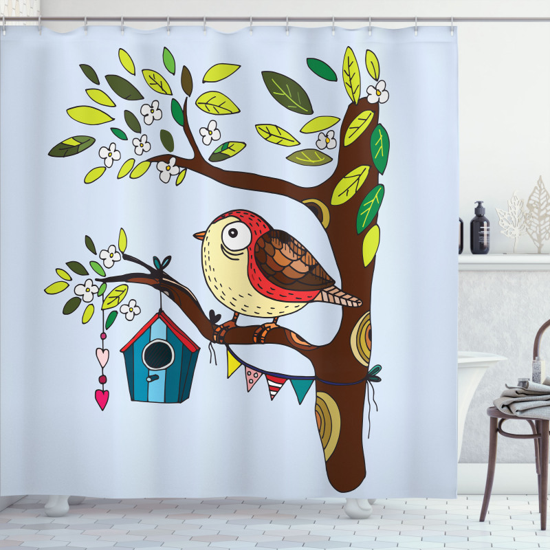 Flying Animal Tree Art Shower Curtain