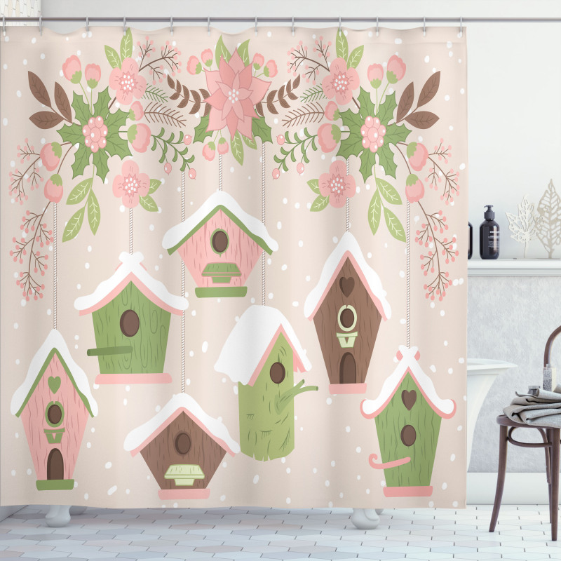 Pastel Floral Snow Nest Shower Curtain