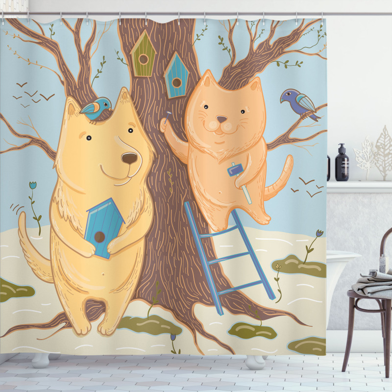 Couple Bears Tree Shower Curtain