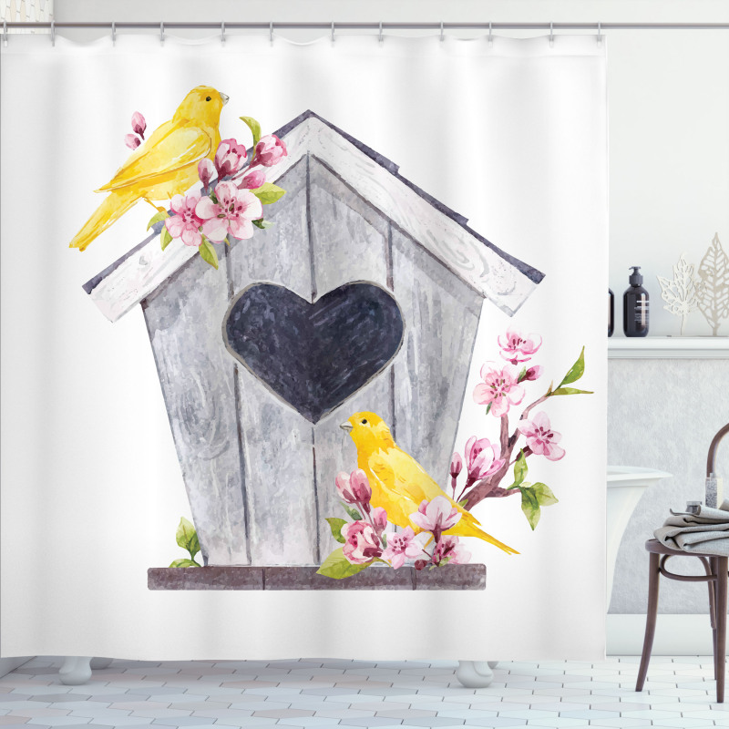 Heart Floral Nest Shower Curtain