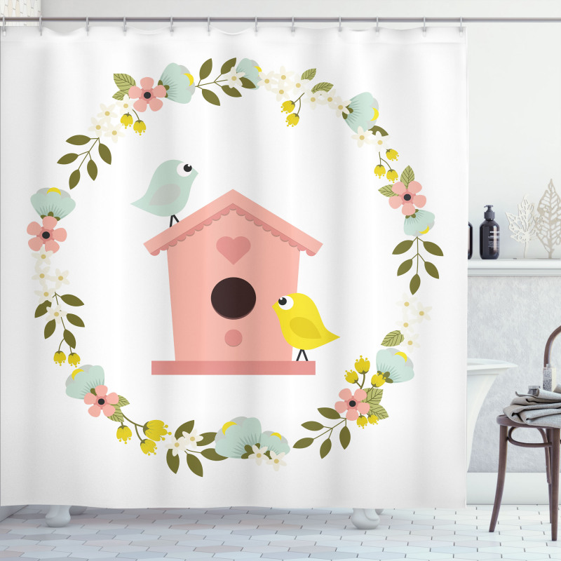 Winged Animal Floral Shower Curtain