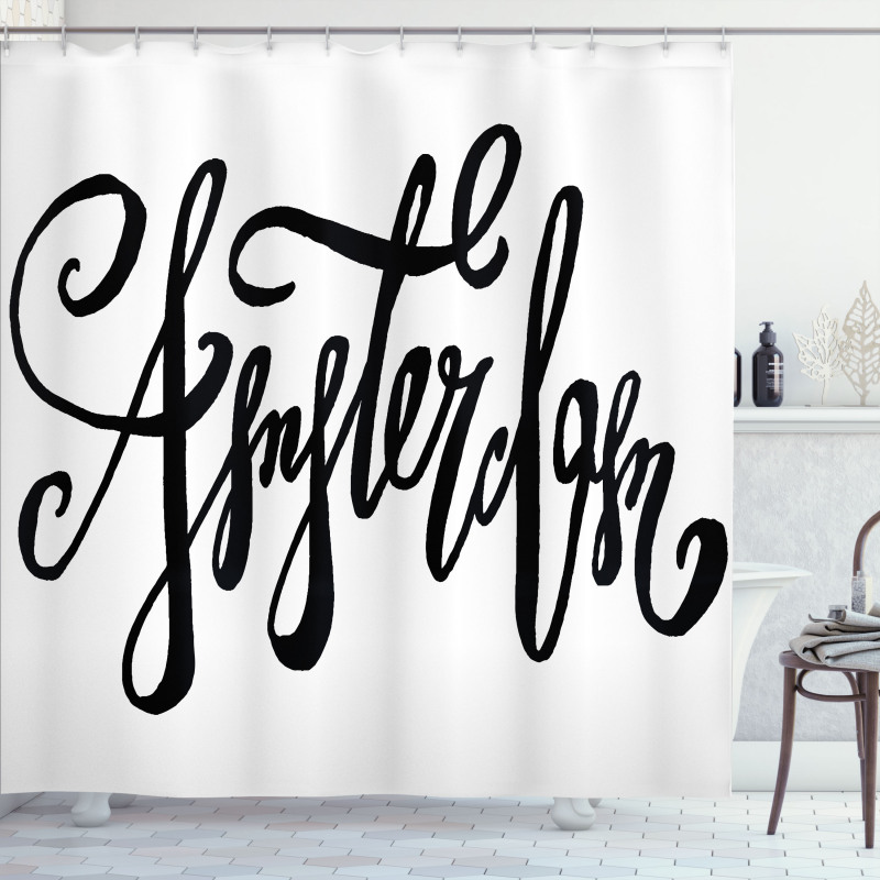 Cursive Modern Typography Shower Curtain