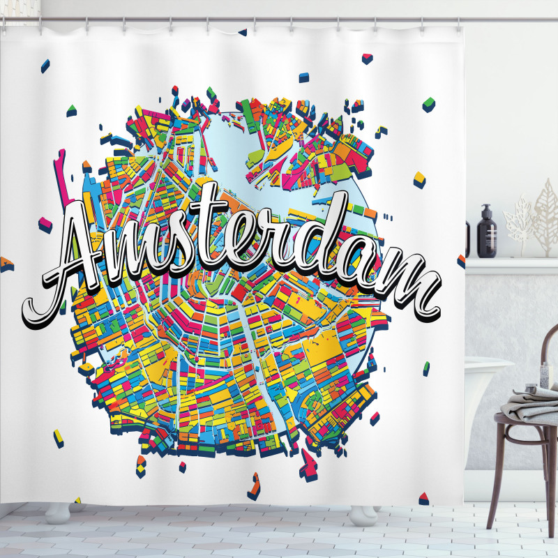 Vibrant Digital Mapping Shower Curtain