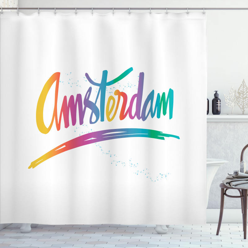 Colorful Hand Lettering Shower Curtain