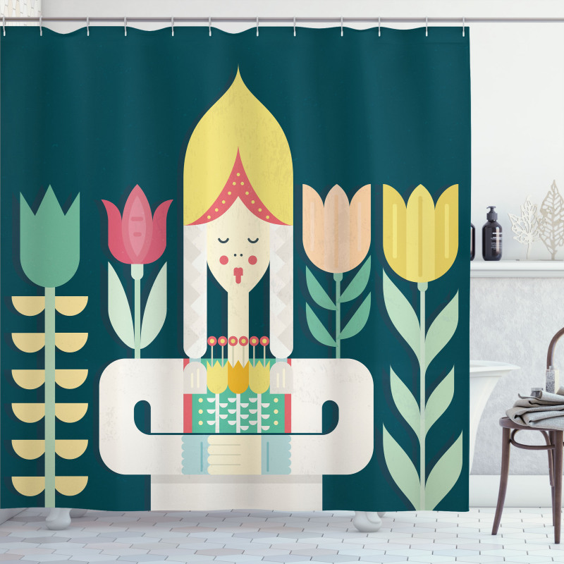 Dutch Girl and Flowers Shower Curtain