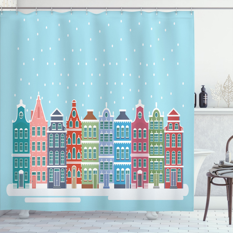 Snowy Town in Holland Shower Curtain