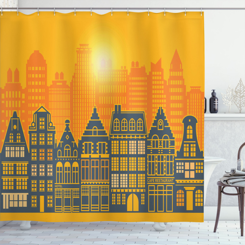 Urban Retro Architecture Shower Curtain