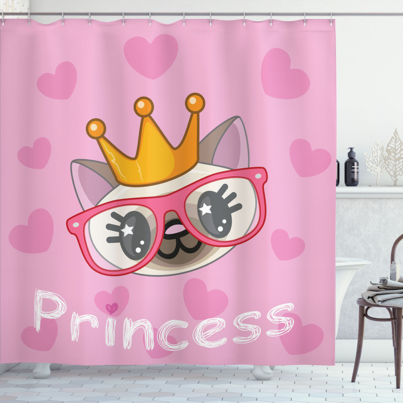 Happy Princess Cat Shower Curtain