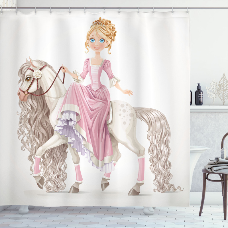 Princess on White Horse Shower Curtain