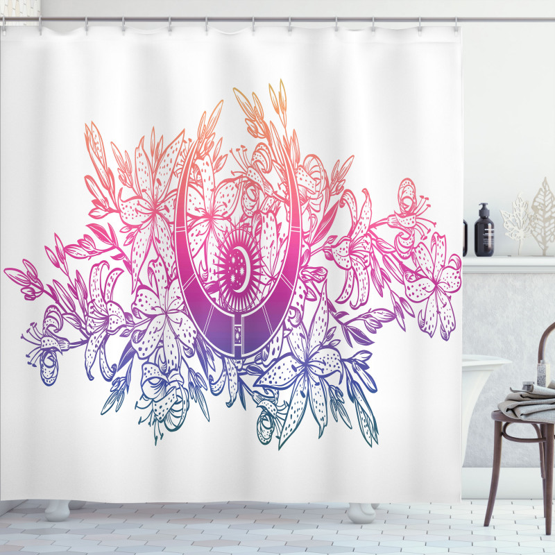 Lily Flowers and Crescent Shower Curtain