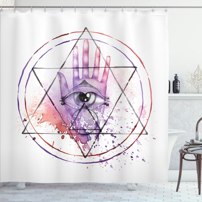 Watercolor All Seeing Eye Shower Curtain