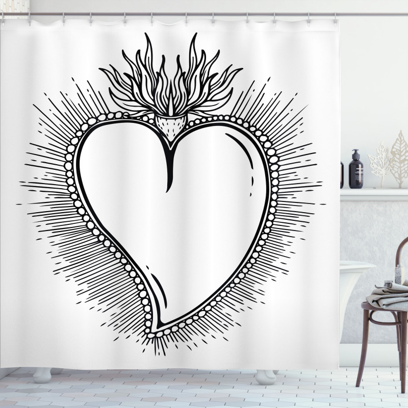 Heart with Rays Shower Curtain