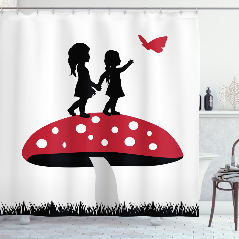 Little Girls on Toadstool Shower Curtain