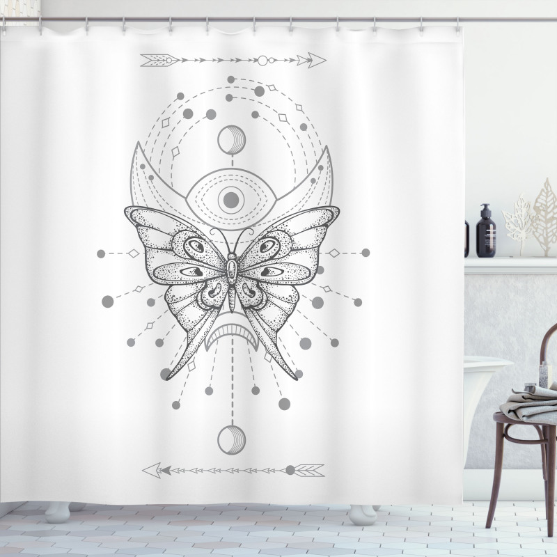 Muted Tones Boho Butterfly Shower Curtain