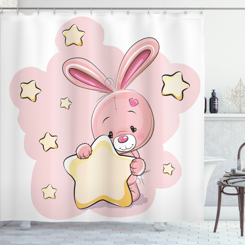Rabbit Bunny with a Star Shower Curtain