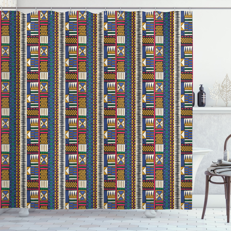 Tribal Motifs Vibrant Colors Shower Curtain