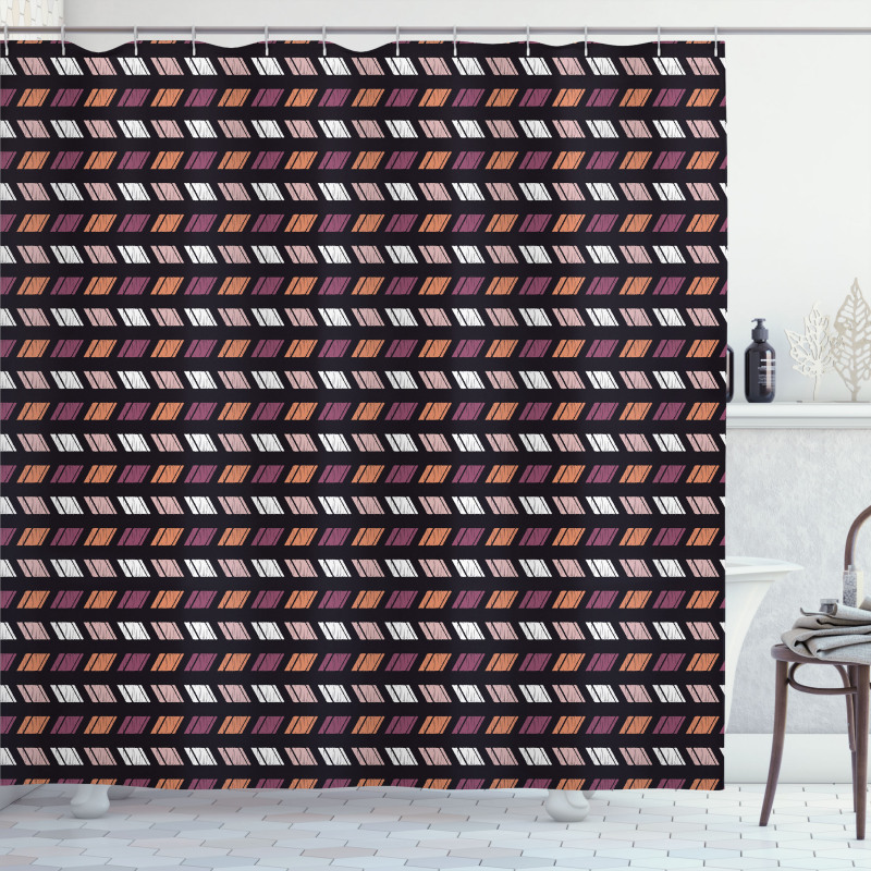 Colorful Hatched Squares Art Shower Curtain