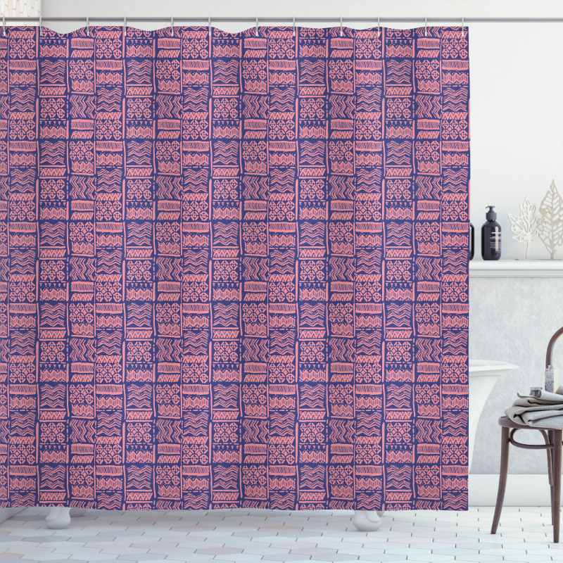 Hand Drawn Lines and Spots Art Shower Curtain