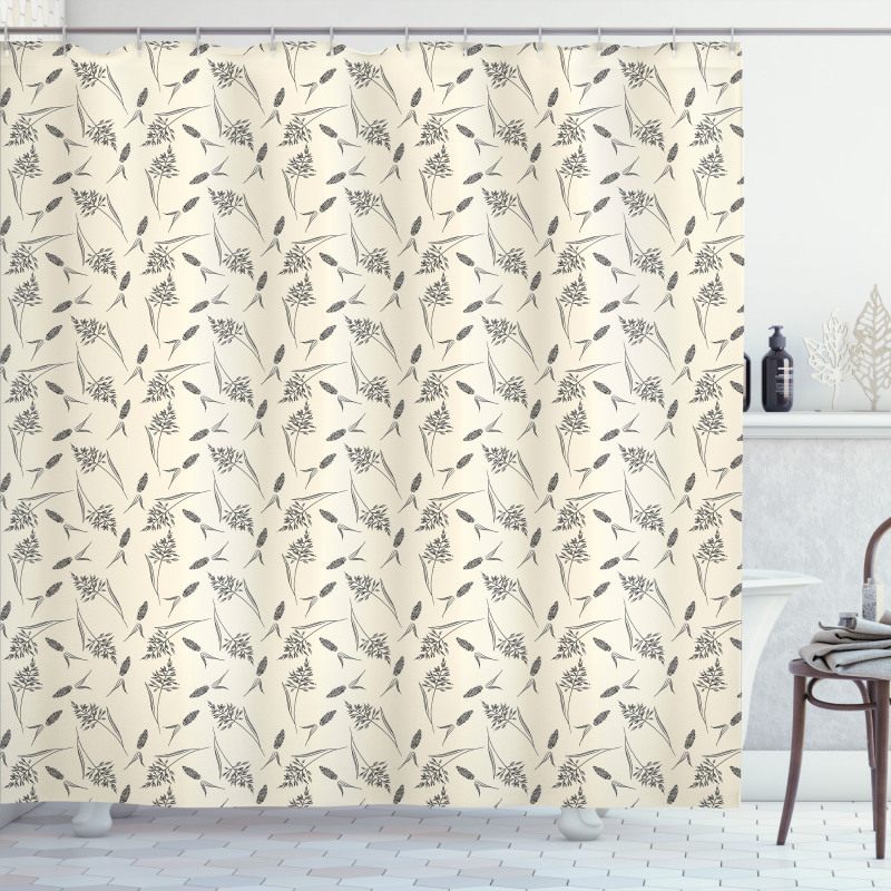 Botanical Nature Herbs Pattern Shower Curtain