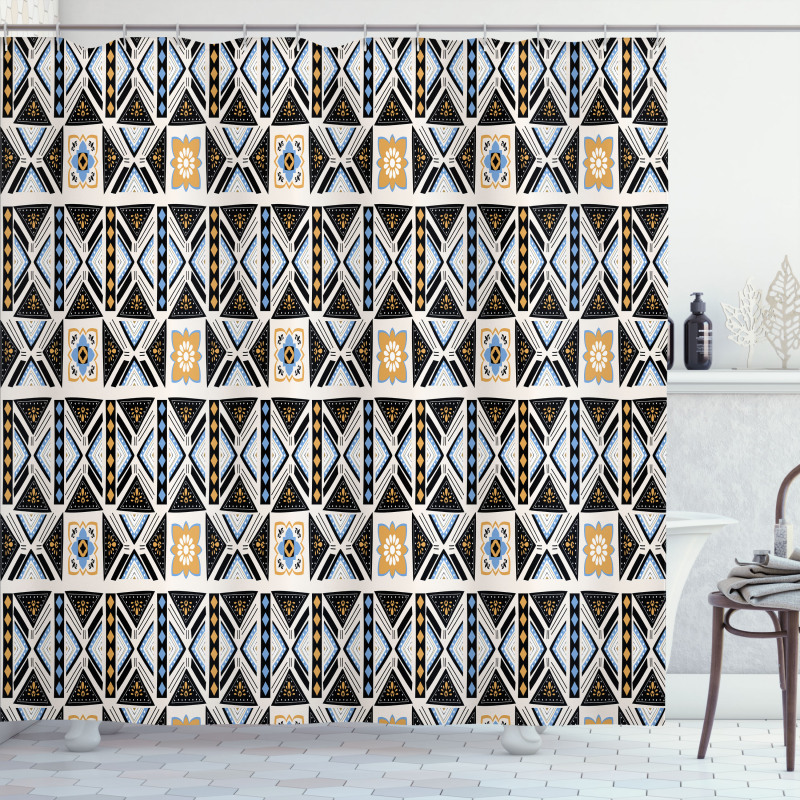 Geometric Motifs Shower Curtain