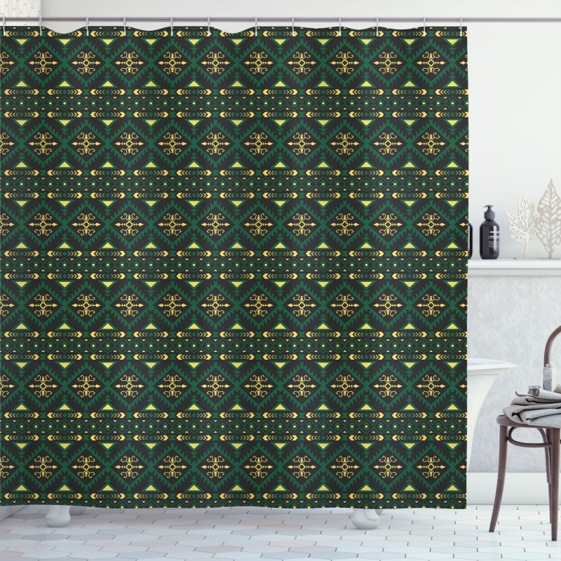 Tribal Motifs and Shapes Print Shower Curtain