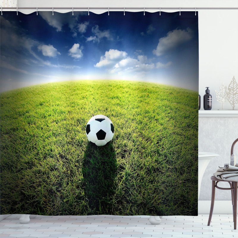 Soccer Ball on a Grassy Hill Shower Curtain