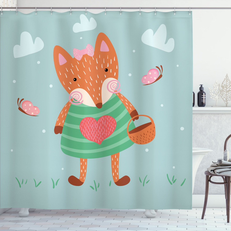 Nursery Animal with Dress Shower Curtain