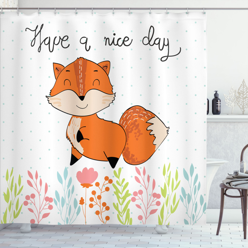 Have a Nice Day Wording Animal Shower Curtain