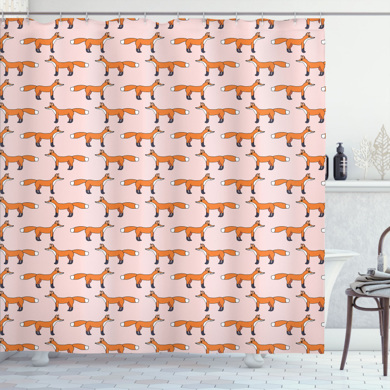 Cartoon Smiling Animal Pattern Shower Curtain