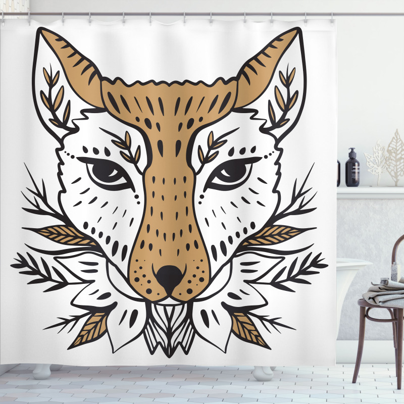 Botanical Ornament Animal Head Shower Curtain