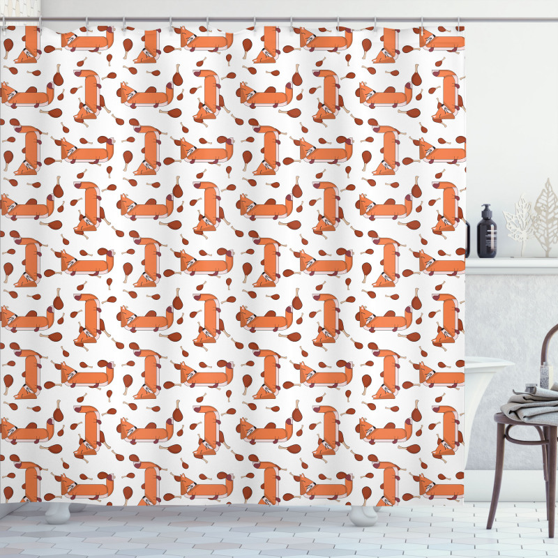 Cartoon Pattern Meat and Animal Shower Curtain