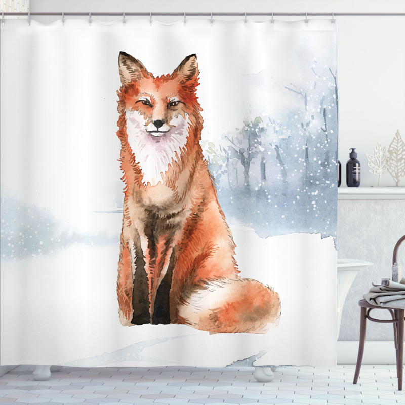 Fine Art Winter Animal Painting Shower Curtain