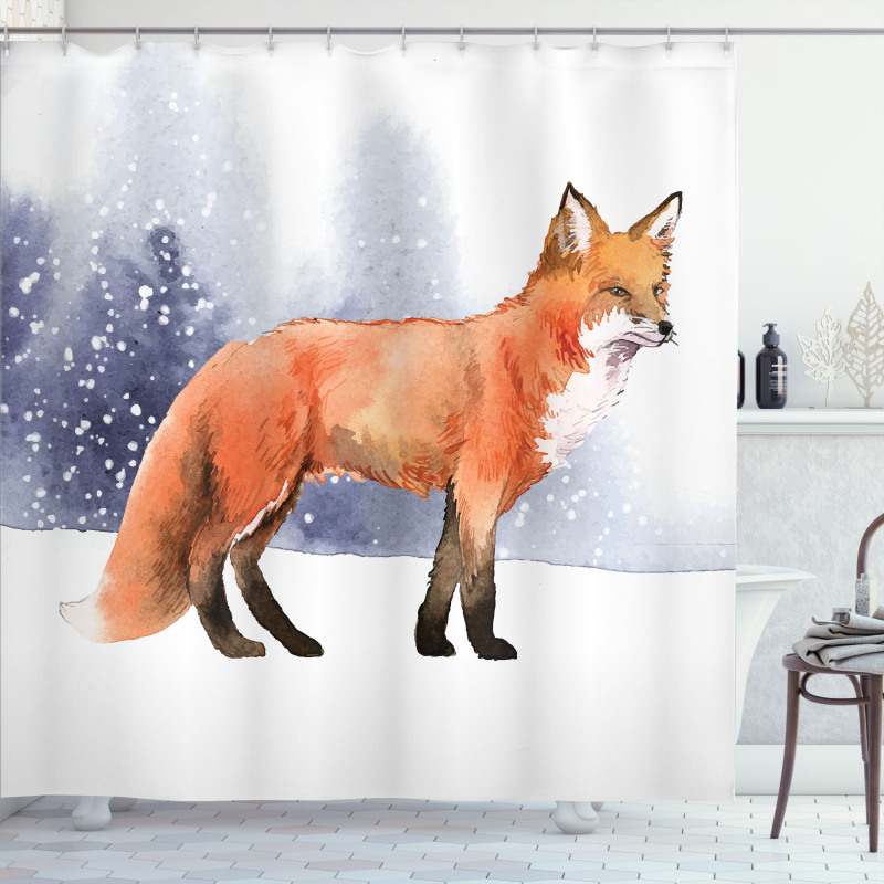 Side View Painting Snow Animal Shower Curtain