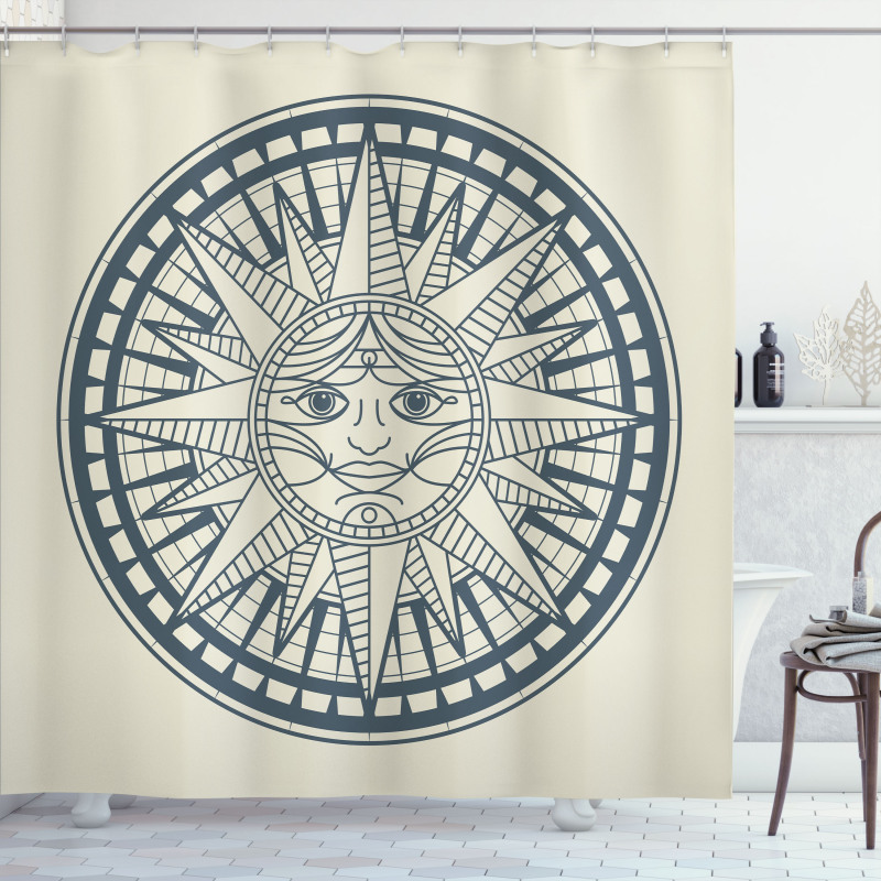 Retro Sun Compass Shower Curtain