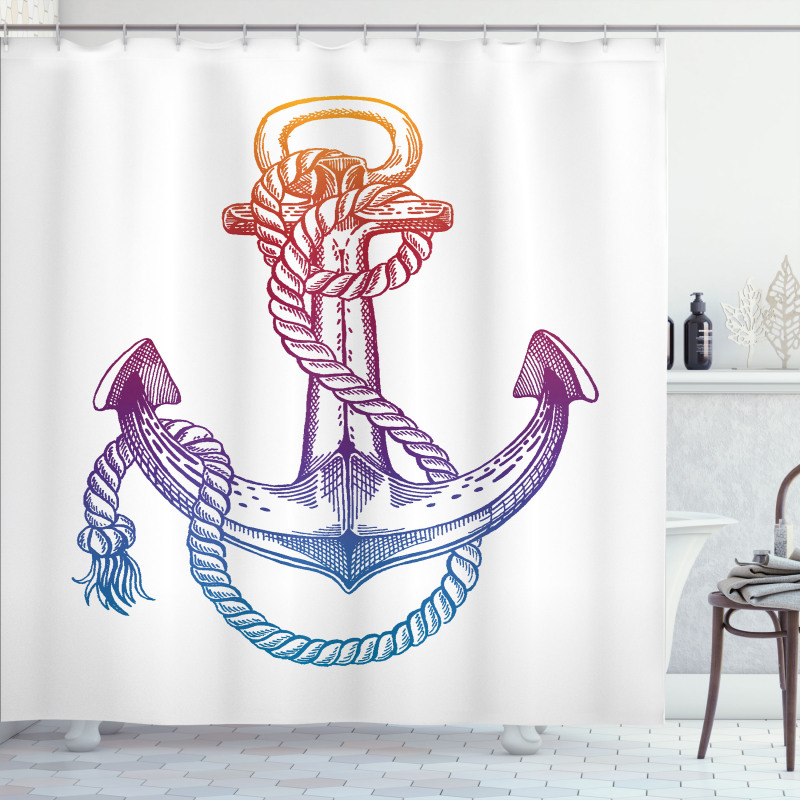 Ombre Anchor Rope Shower Curtain