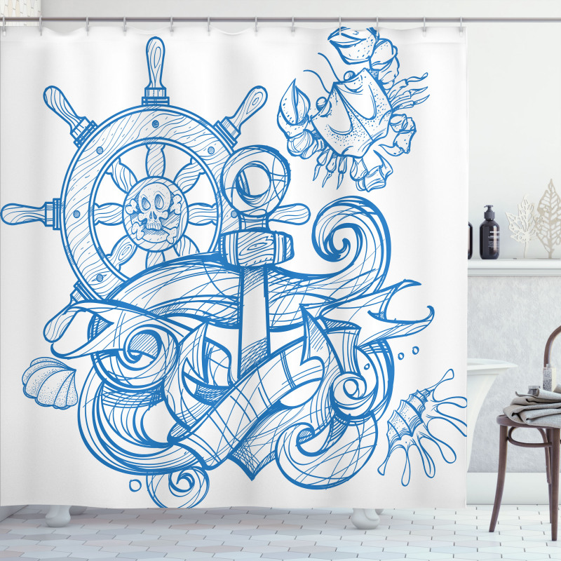 Crab Skull Shell Shower Curtain