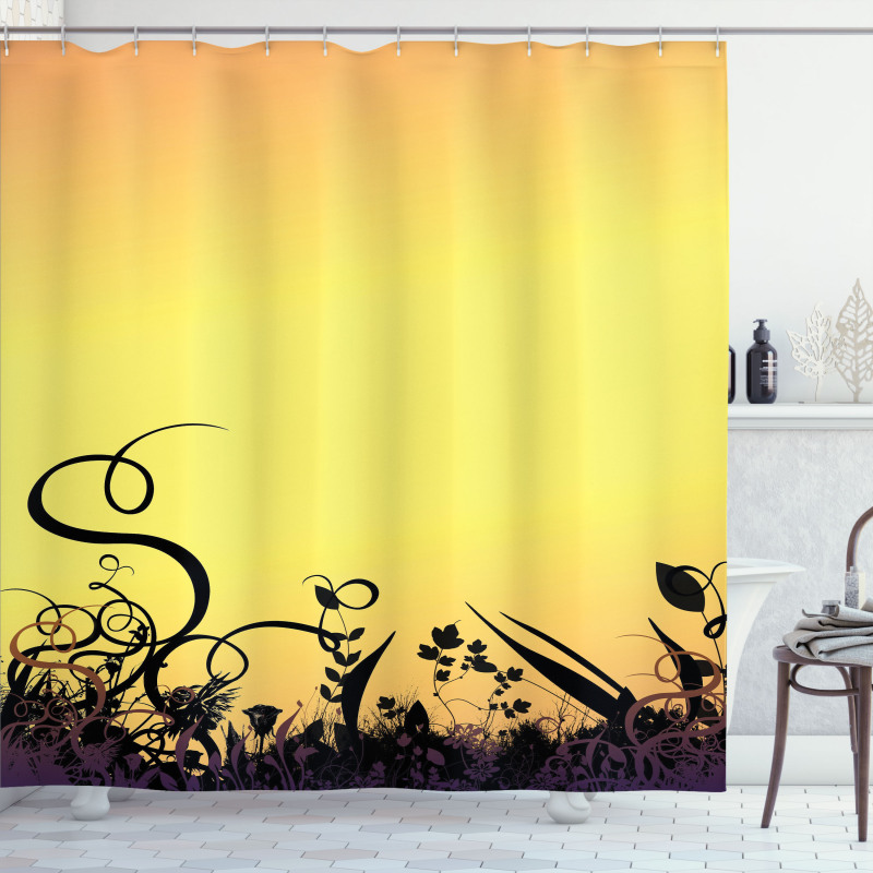 Ombre Sunset Botany Shower Curtain